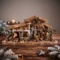 Preview: Prachtvolle Weihnachtskrippe Engelthal hell inkl. 12-tlg. Figurensatz K 001, Maße Krippe: ca. 70 x 30 x 32 cm